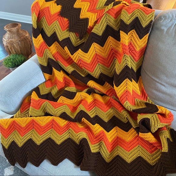 Other - Handmade Crochet Afghan Chevron Blanket Granny